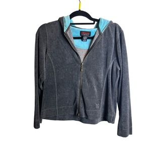 Oleg Cassini Jacket Hoodie Zip Up Washcloth Cozy Material Size Medium